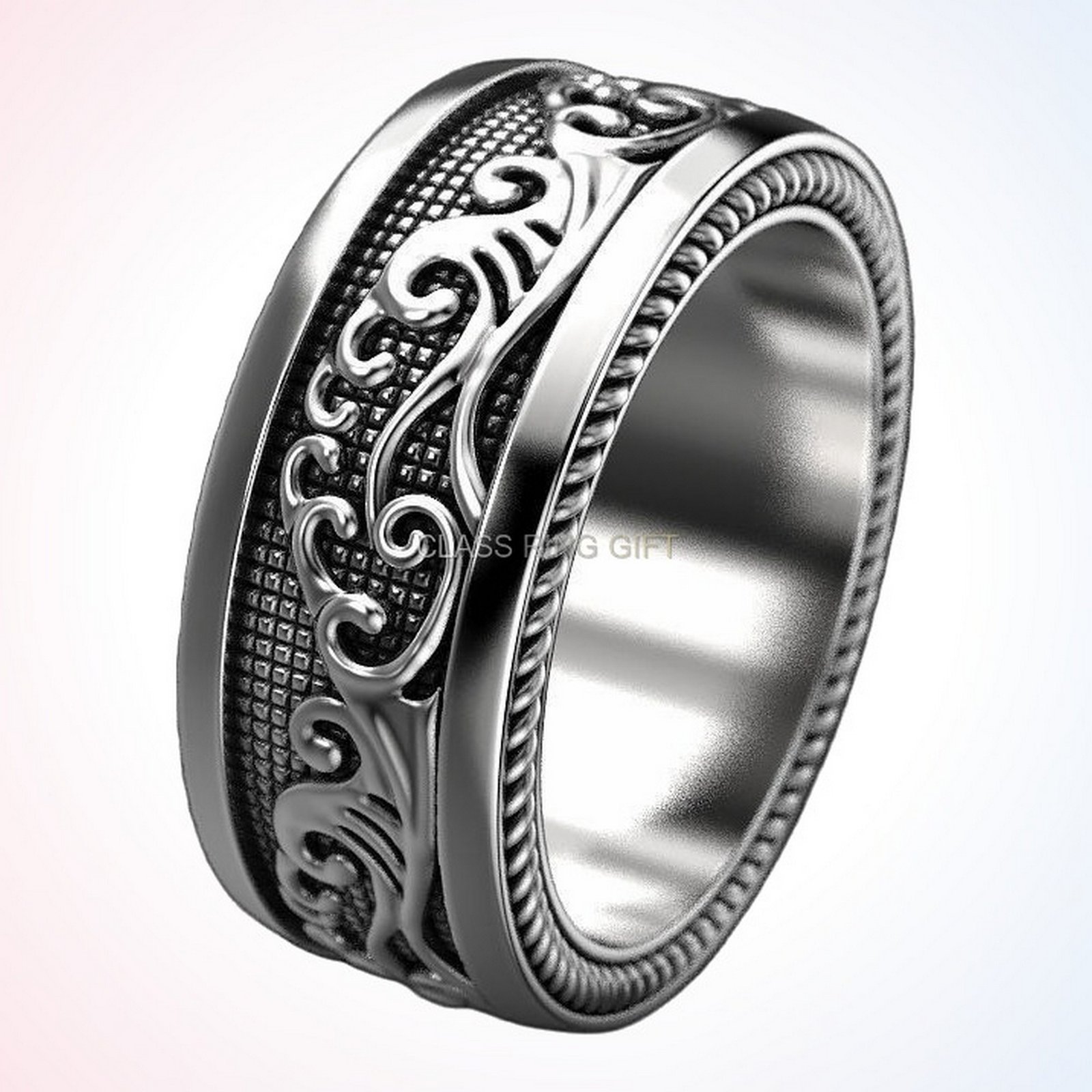 Anniversary gift wonderful waves ring, front wearable view