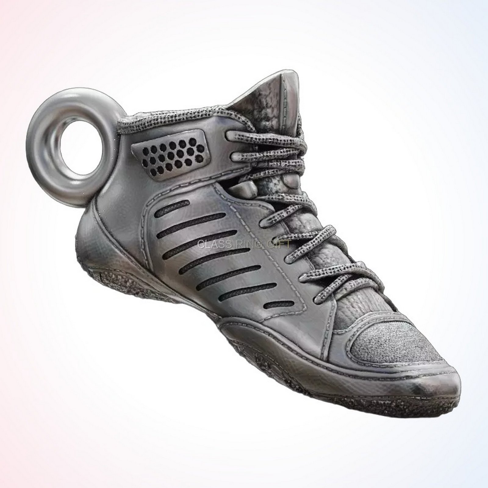 personalized gift wrestling shoe pendant 925 sterling silver angled view