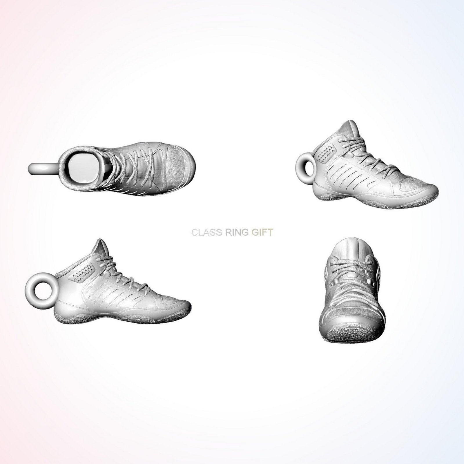 personalized gift wrestling shoe pendant 925 sterling silver angled view