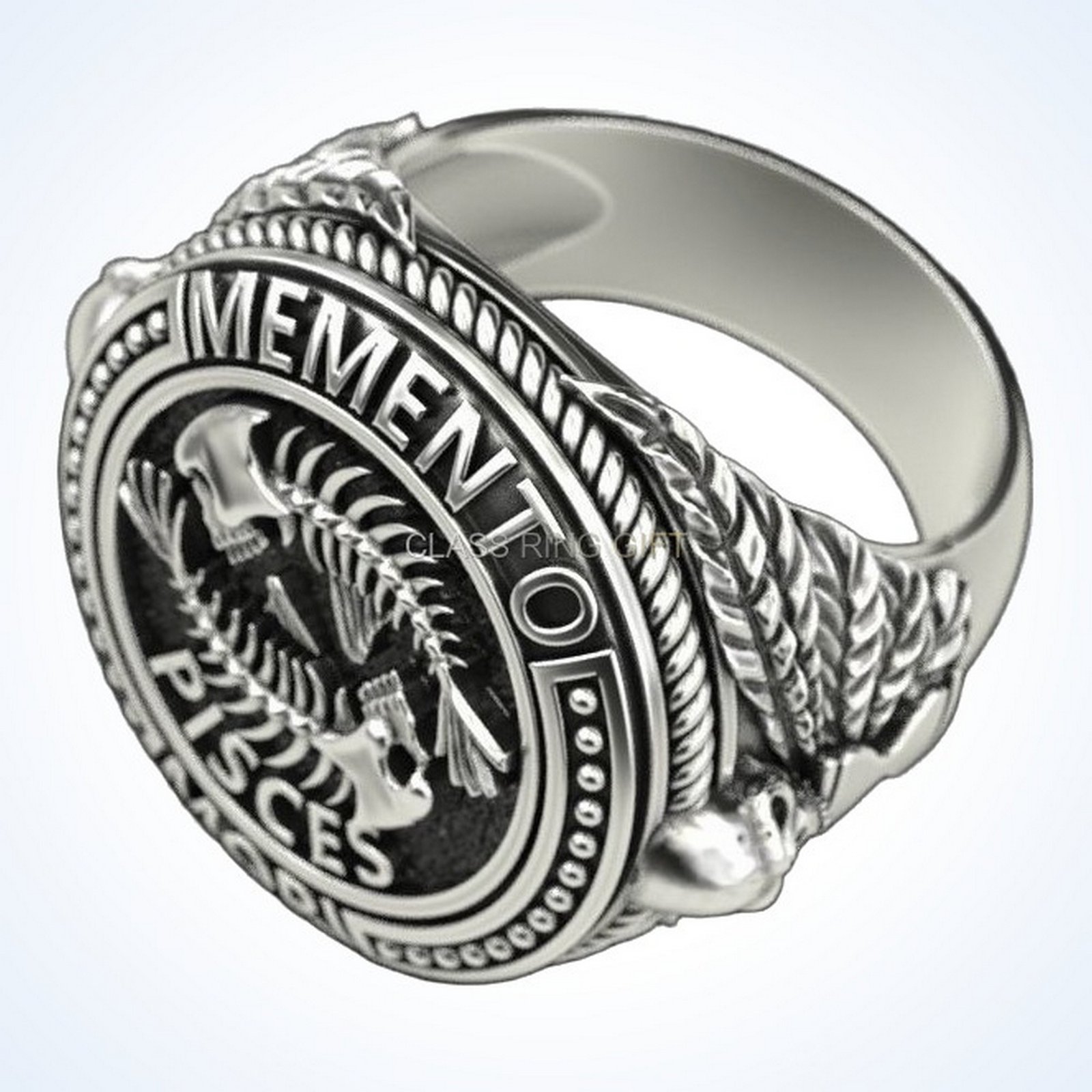 Pisces gift for him zodiac skull, angled three-quarter view