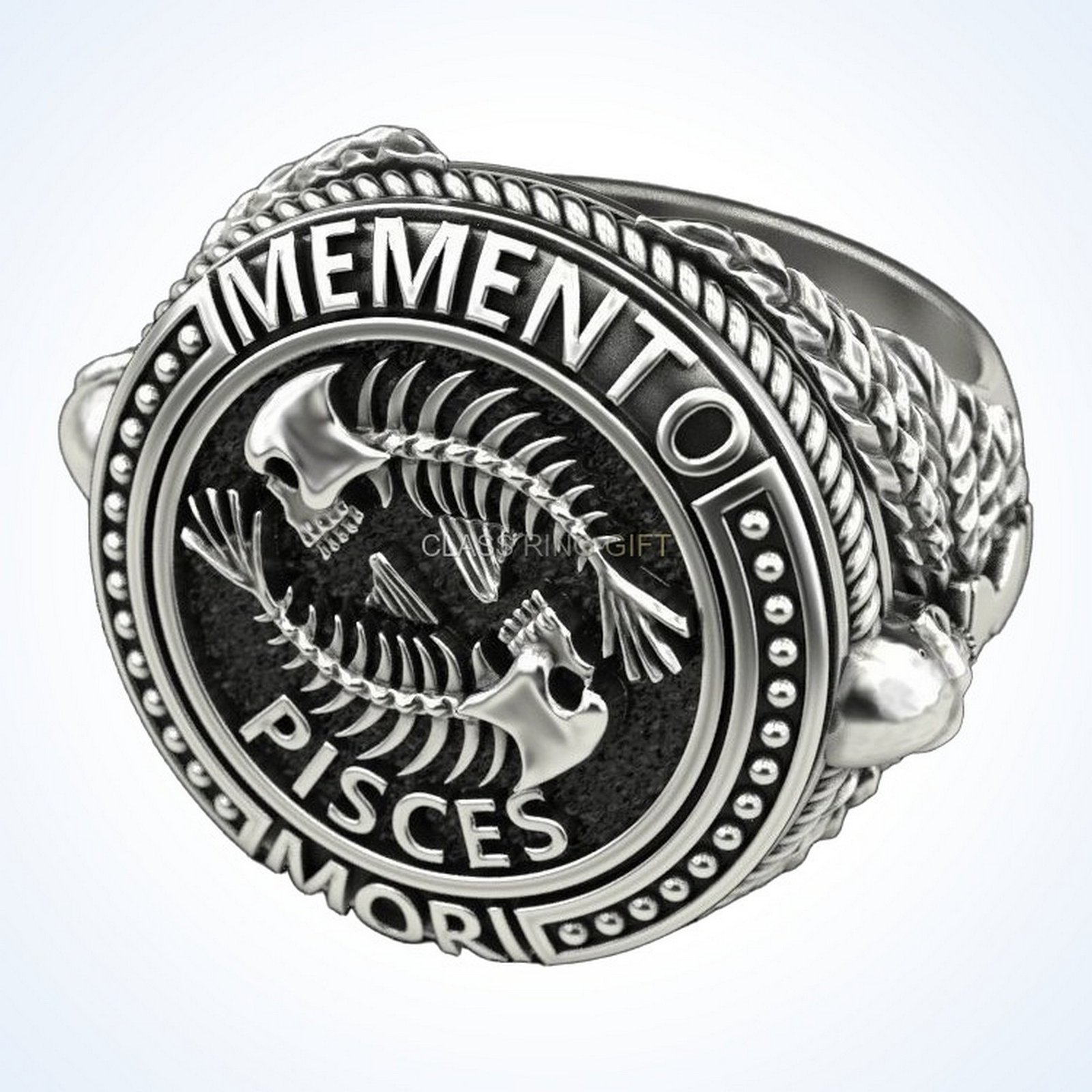 Pisces gift for him zodiac skull, side profile angle