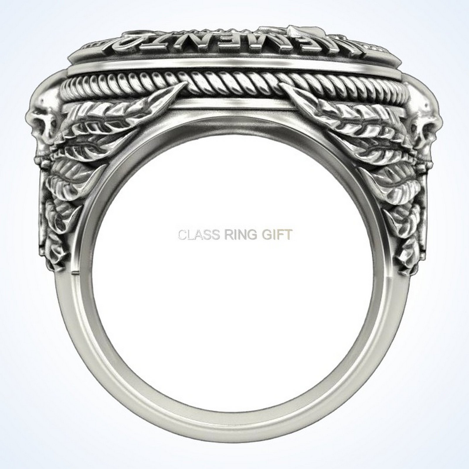 Pisces gift for him zodiac skull ring, oxidized 925 sterling silver