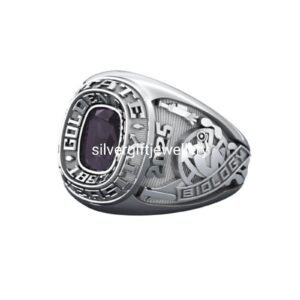 Signet College Ring, Flat Top University Ring 925 Silver