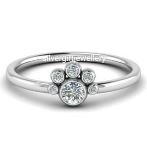 Pet Paw Ring, Sparkling Animal Lover Sterling Silver