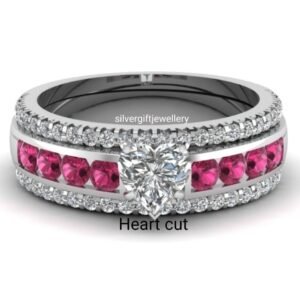 Pink Engagement Ring, Pink and White Channel Set 925 Silver