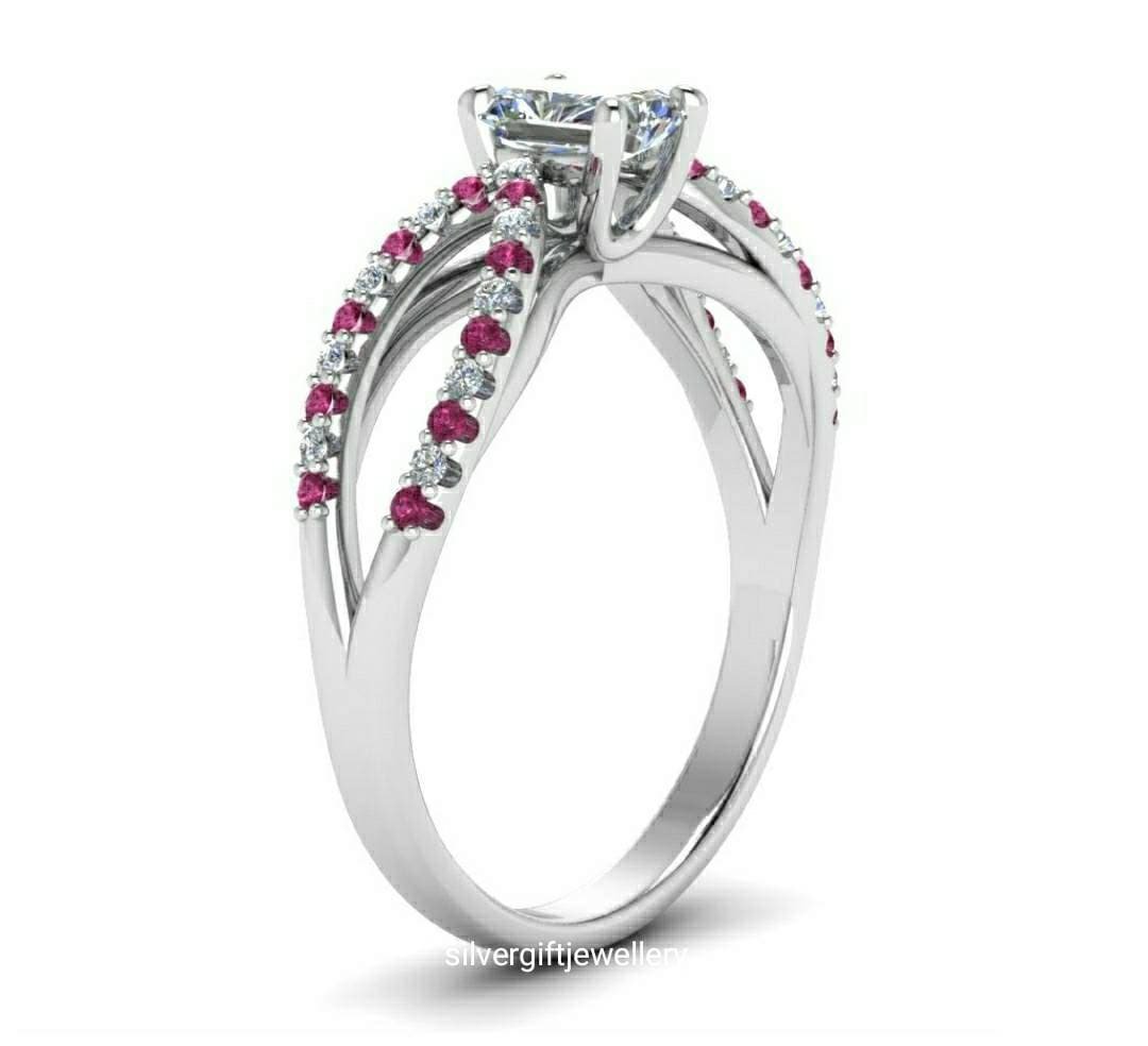 Butterfly Ring for Her, Moissanite Center Sterling Silver - Image 2