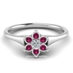 Blush Rose Ring, Soft Pink Flower Ring 925 Silver