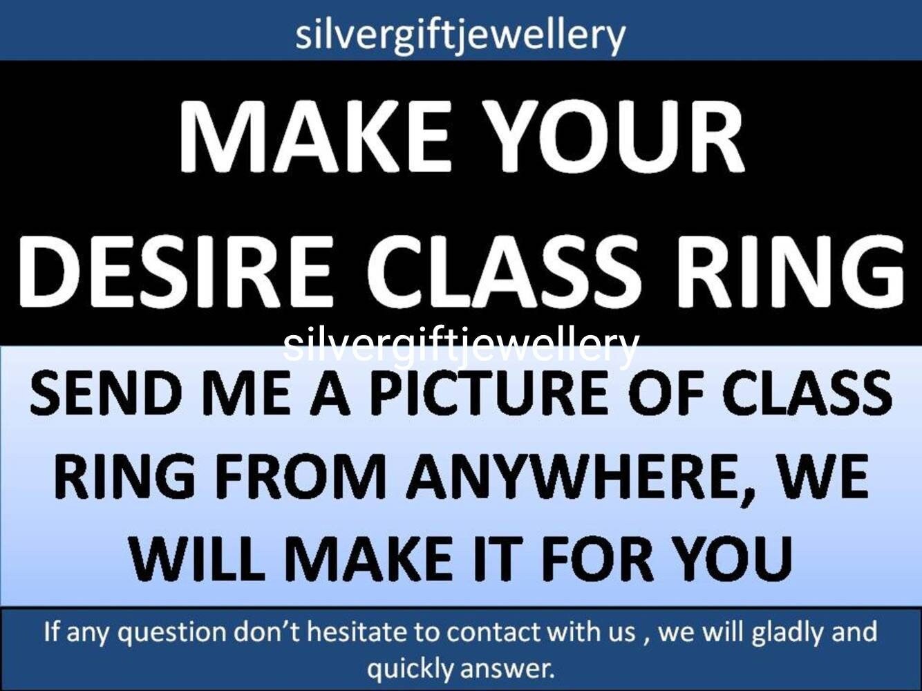 Signet Graduation Ring, Flat Top College Ring 925 Silver - Image 3