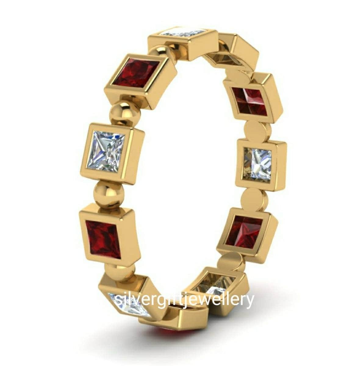 Red and White Cocktail Ring, Statement Engagement Ring 925 Silver - Image 8
