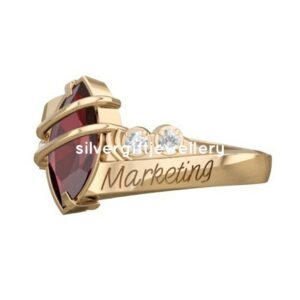Gold Color Class Ring for Girls, Gold Tone 925 Silver