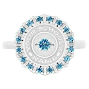 Arctic Blue Class Ring for Women, Handmade 925 Silver Gift