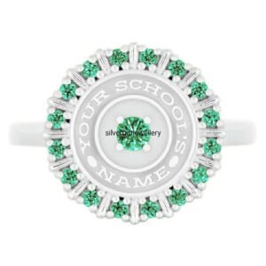 Fresh Green Class Ring for Women, Fancy Green 925 Silver