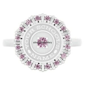 Purple Pink Class Ring for Women, Romantic 925 Silver