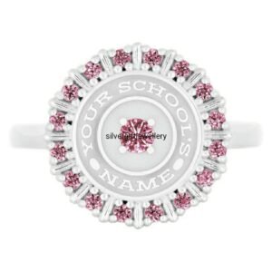 Red Stone Class Ring for Her, Bold Red 925 Silver