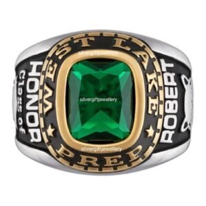 Men's Oval Class Ring, Large 8x6 Stone Sterling Silver