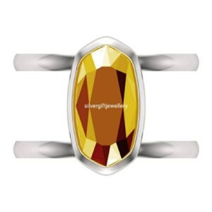 Sunny Yellow Class Ring, Bright Yellow Stone 925 Silver