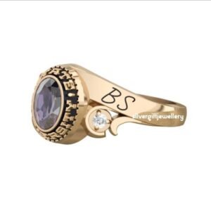 Warm Heart College Ring, Solid Gold or Sterling Silver Grad Gift