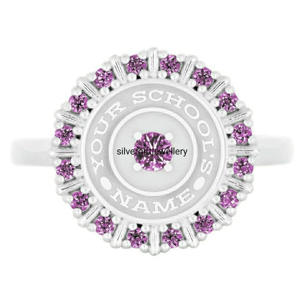 Royal Purple Class Ring for Women, 925 Silver