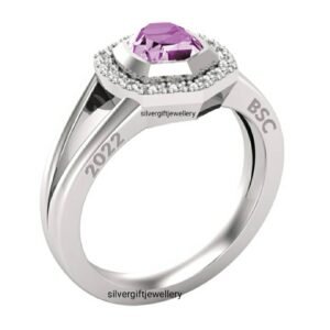 Birth Month Class Ring, Simple School Ring 925 Silver