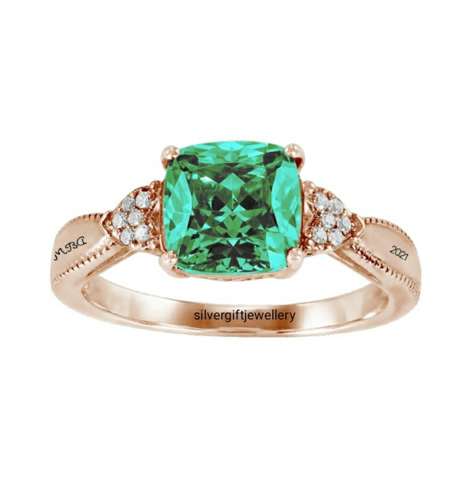 Rose Gold Senior Ring for Her, Rose Gold Plated High School Ring - Image 2