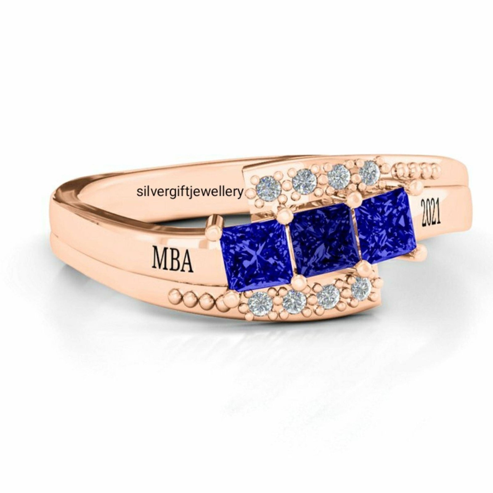 Detailed Side Graduation Ring, Signature 925 Silver Class Ring - Image 4