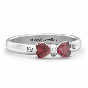 Butterfly Motif Class Ring, Any Year 925 Silver
