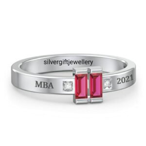 Class Ring for Young Women, Bright Stone 925 Silver Graduation Gift