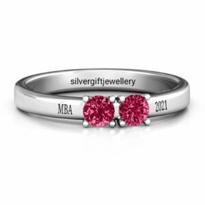 Grad Ring for Girls, Personalized Sterling Silver School Ring