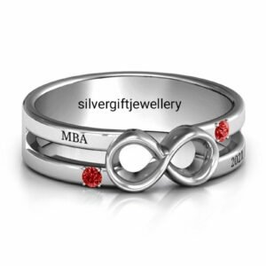 Infinity Graduation Ring, Personalized 925 Silver Class Ring