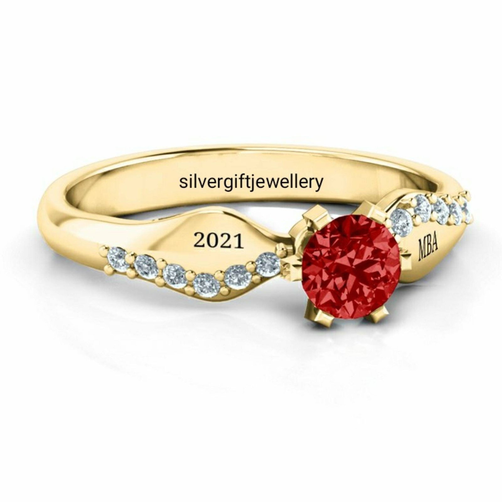 Bold Stone Grad Ring, High School or College 925 Silver - Image 3