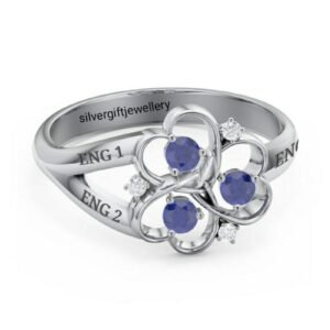 Rose Petal School Ring, Romantic Flower Class Ring 925 Silver