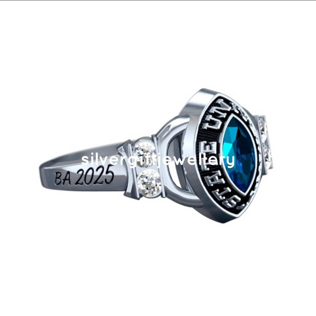 Budget Friendly Class Ring for Her, Handcrafted 925 Silver