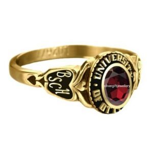 Gold Plated Senior Ring for Her, High School Grad Ring 925 Silver