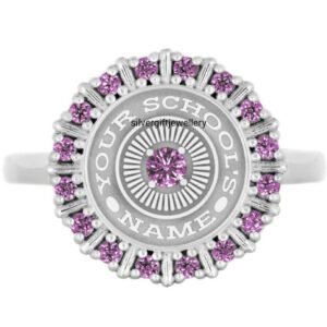 Orchid Pink Class Ring, Purplish Pink Stone 925 Silver