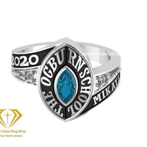Elegant Marquise Class Ring for Her, Solid Gold, Silver or Platinum