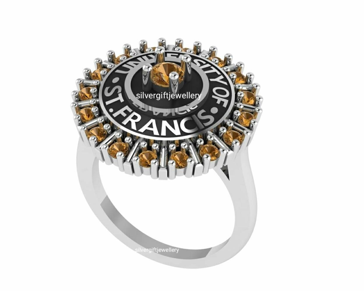 Hand Finished Senior Ring, Classic Custom Class Ring 925 Silver - Image 2