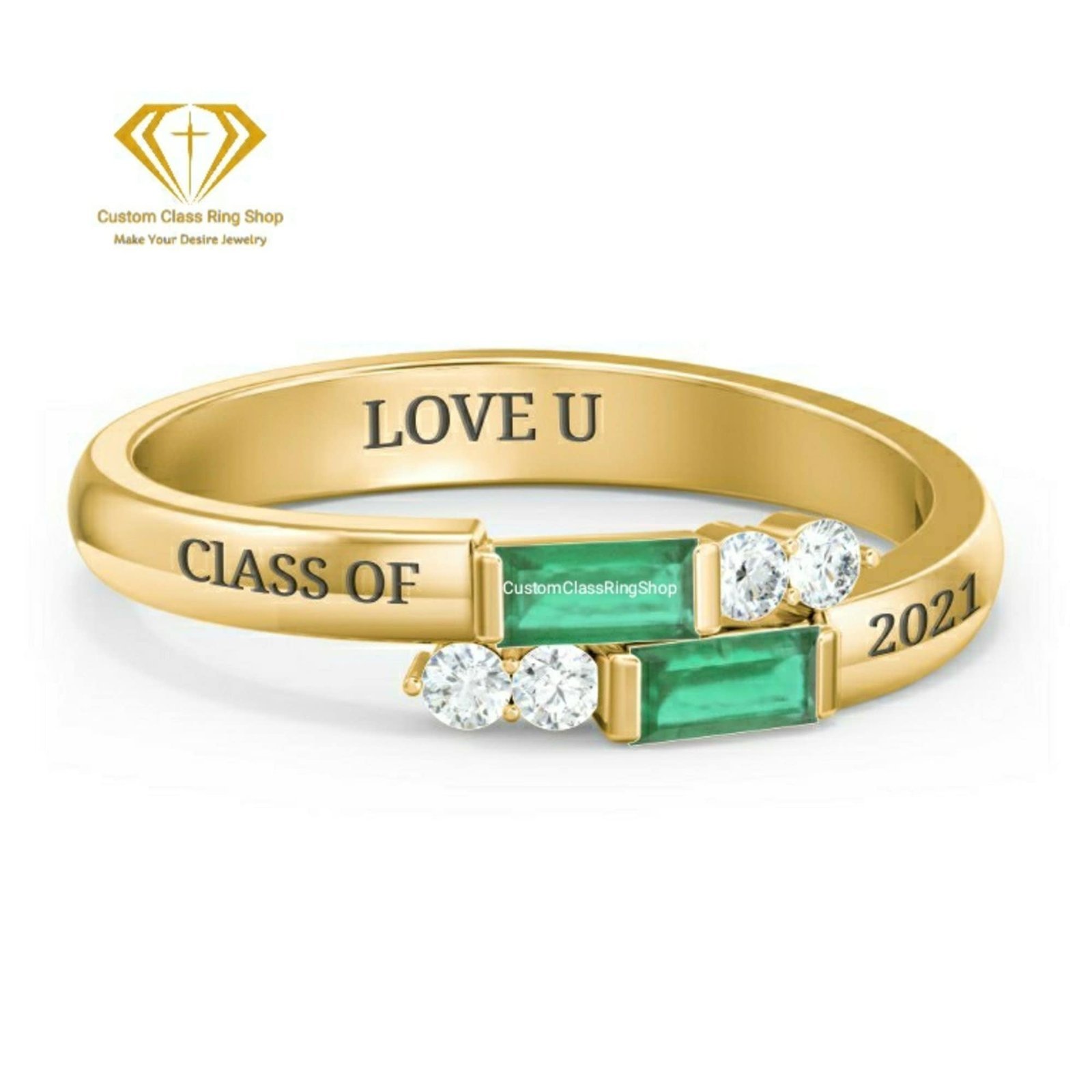 Square Stone School Ring for Women, Handmade 925 Silver Gift - Image 3