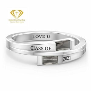Heritage Graduation Ring for Women, Square Stone 925 Silver