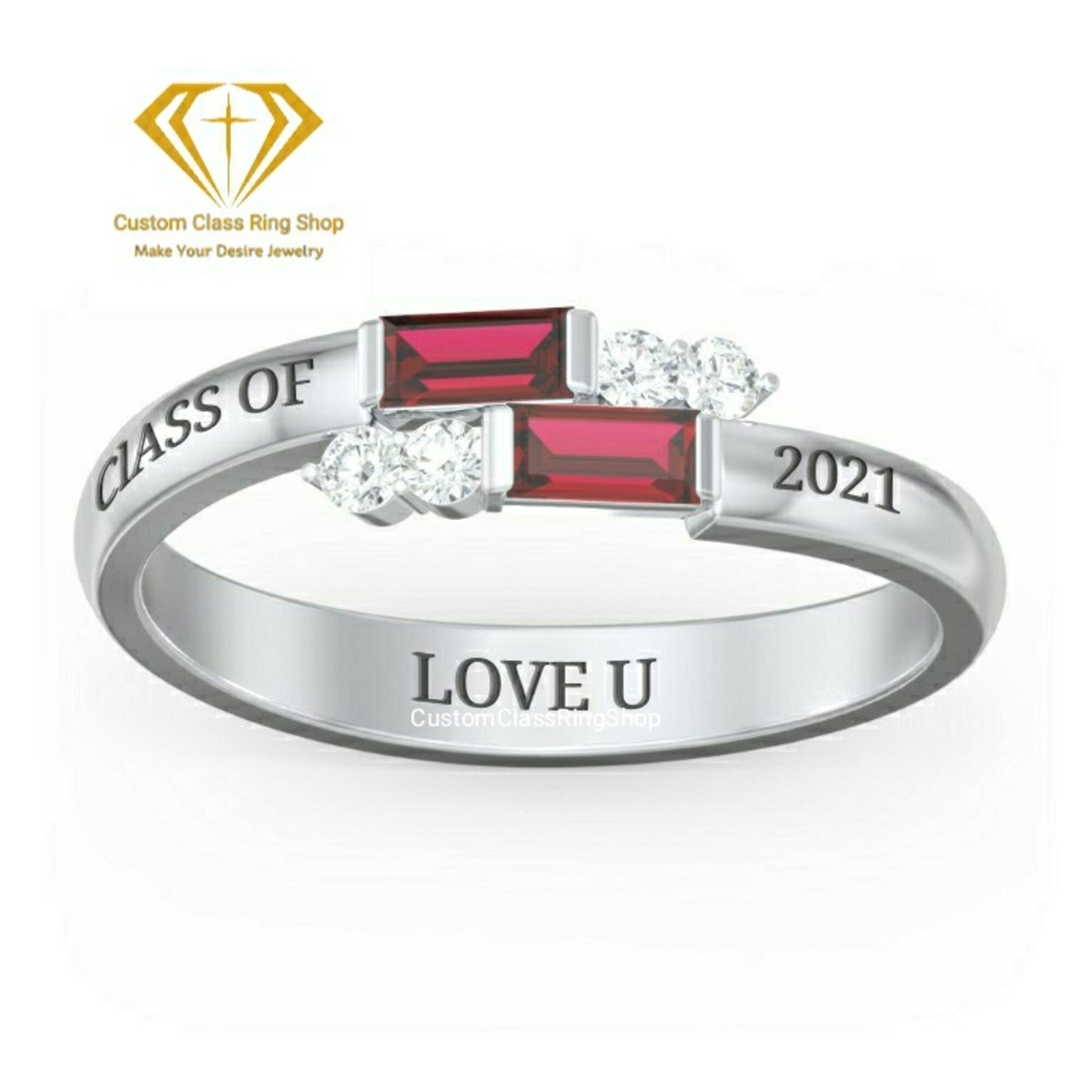 Heritage Senior Ring for Women, Square Stone Sterling Silver - Image 3