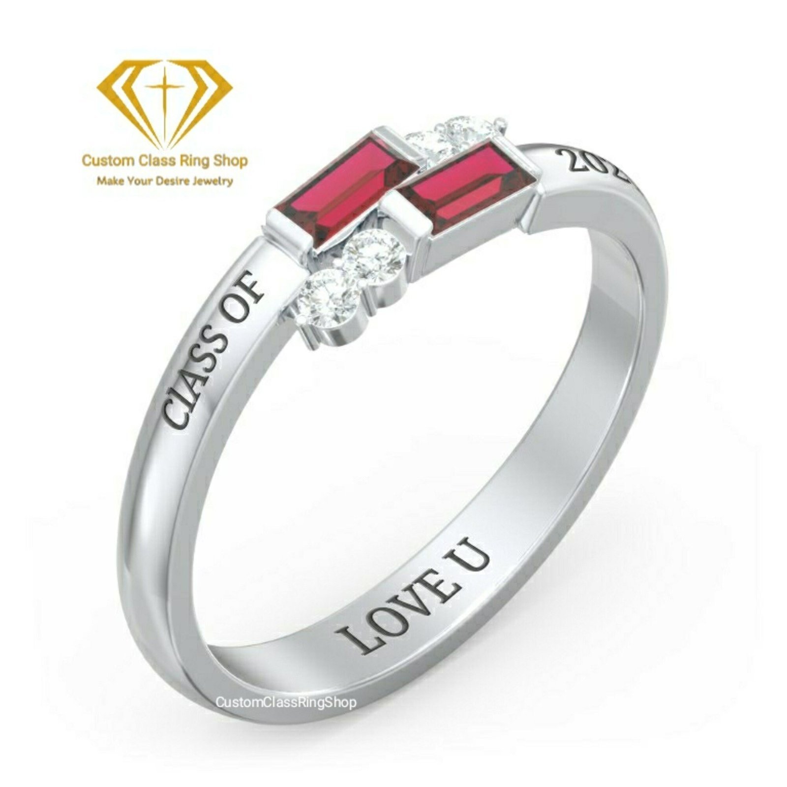 Heritage Senior Ring for Women, Square Stone Sterling Silver - Image 4