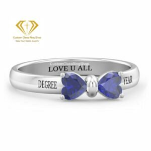 Heart Class Ring for Students, Personalized 925 Silver Gift for Her