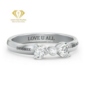 Dainty Heart Class Ring for Her, Handmade 925 Sterling Silver