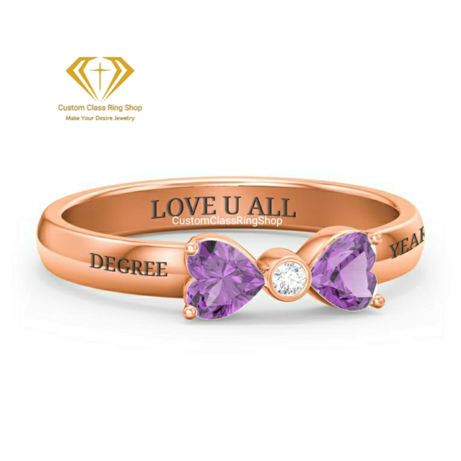 Heart and Round Class Ring for Women, 925 Silver College Gift - Image 5