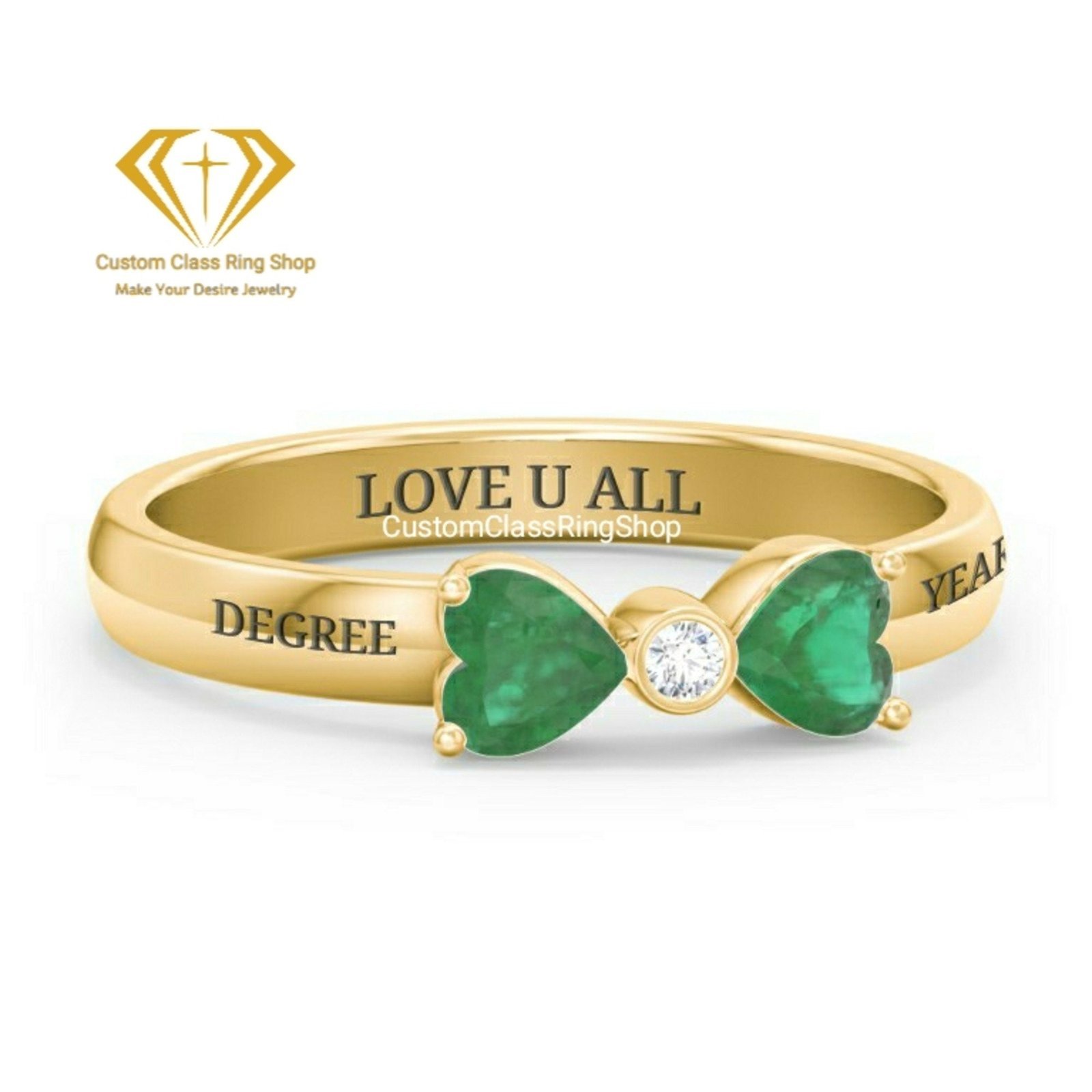 Heart Gemstone Graduation Ring, Solid Gold or Sterling Silver - Image 4