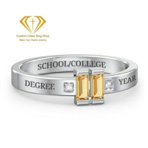 Square College Grad Ring, Classic Sterling Silver Graduation Gift