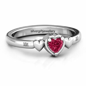 Covered Heart Ring, Protected Heart Class Ring 925 Silver