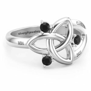 Rose Ring Band, Slim Floral Class Ring 925 Silver