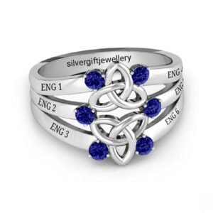 Mother and Family Ring, Personalized Birthstone Class Ring 925 Silver