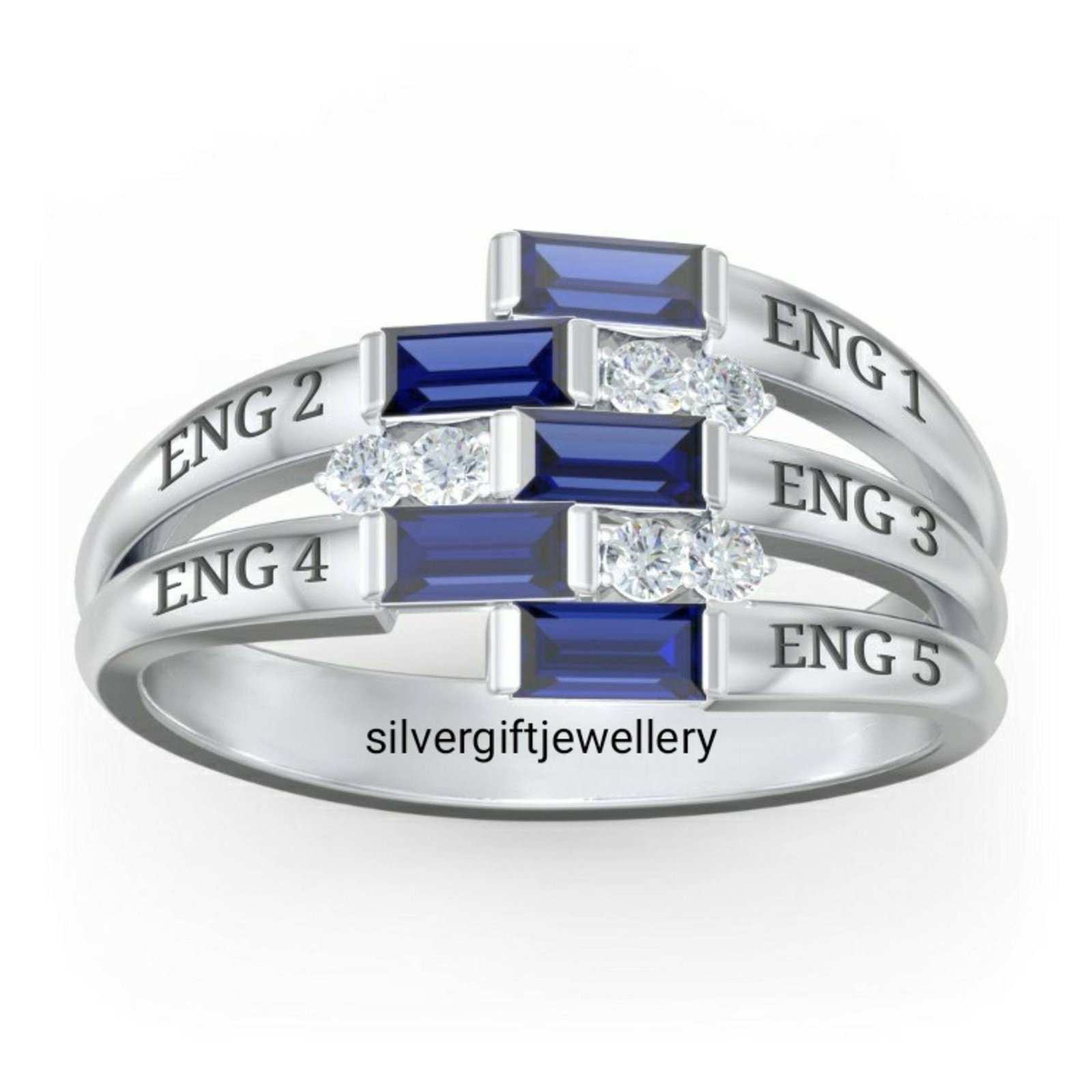 Family Ring for Mom, Mother's Class Ring 925 Silver - Image 2