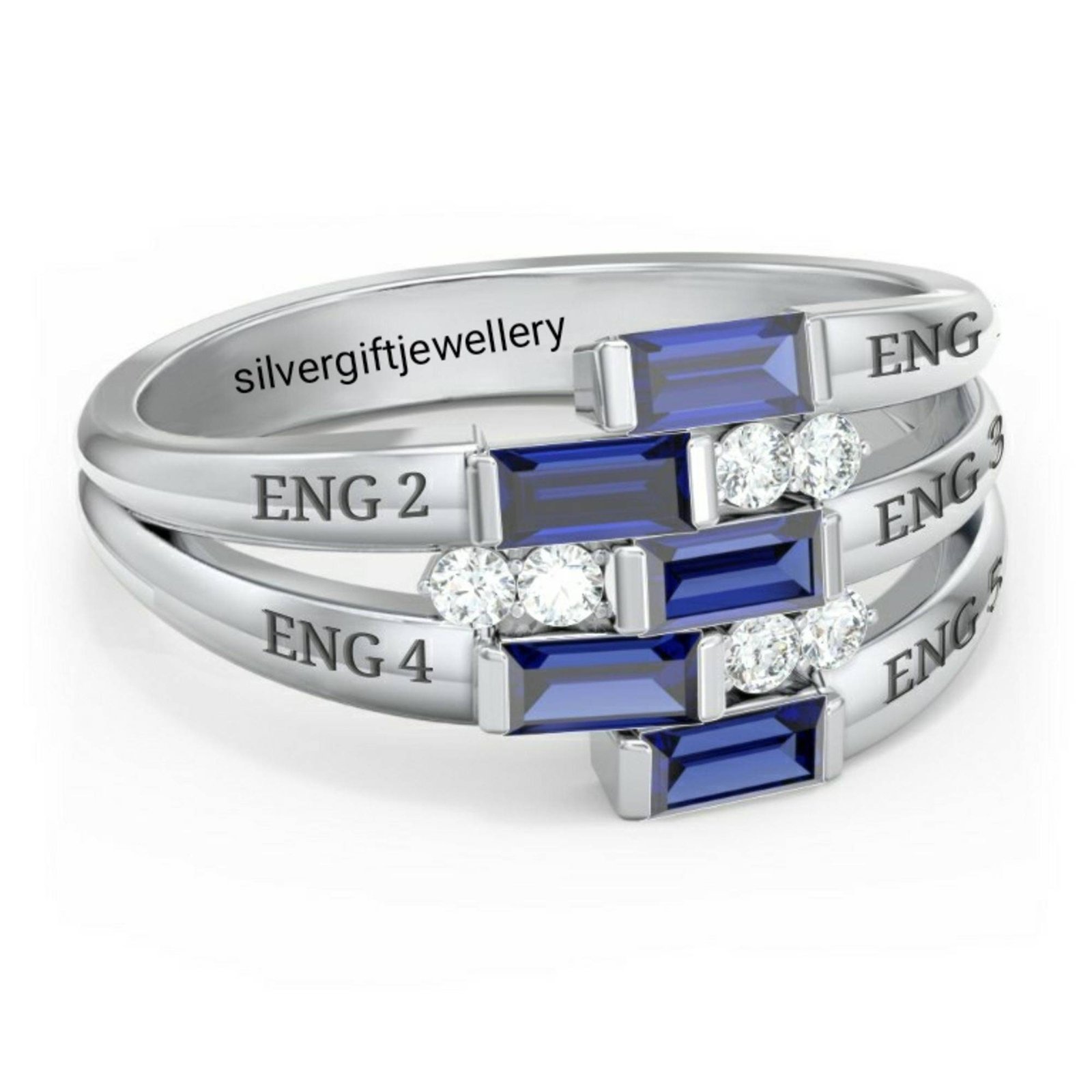 Family Ring for Mom, Mother's Class Ring 925 Silver